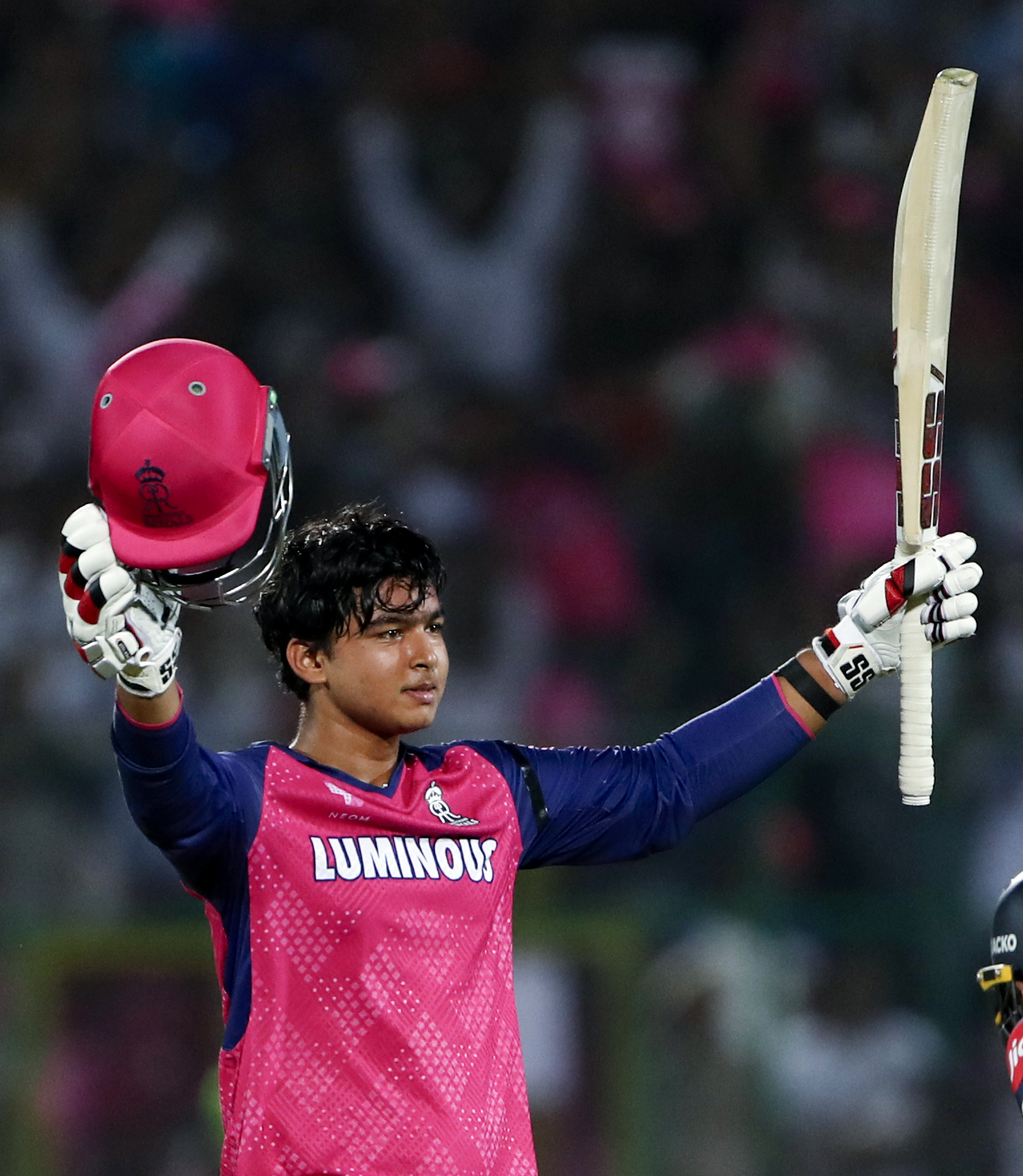 Vaibhav Sooryavanshi celebrating century for Rajasthan Royals in IPL