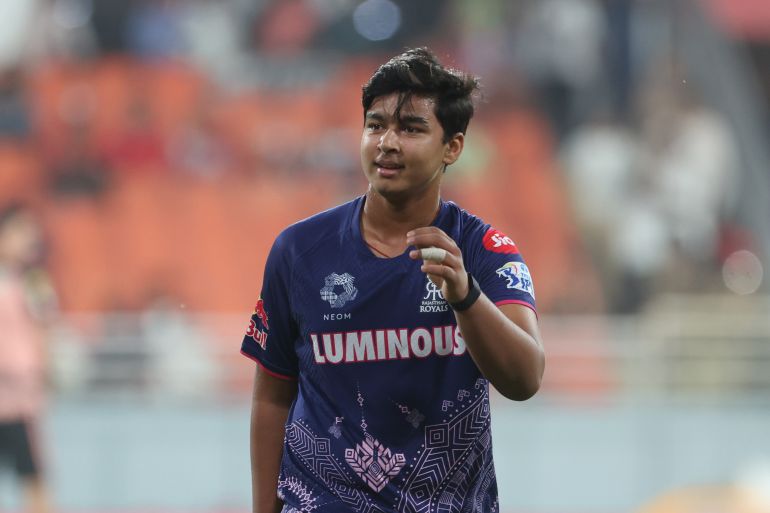 Vaibhav Sooryavanshi with teammate